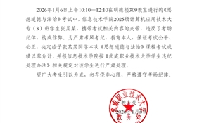 2025-2026學(xué)年第一學(xué)期期末考試學(xué)生違紀(jì)作弊通報(bào)（六）